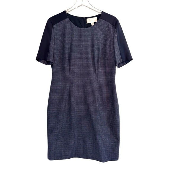 HUGO‎ BOSS Fall 23 Dirusa Stretch Wool Sheath Dress Navy Color Block Size 12 - Picture 2 of 16